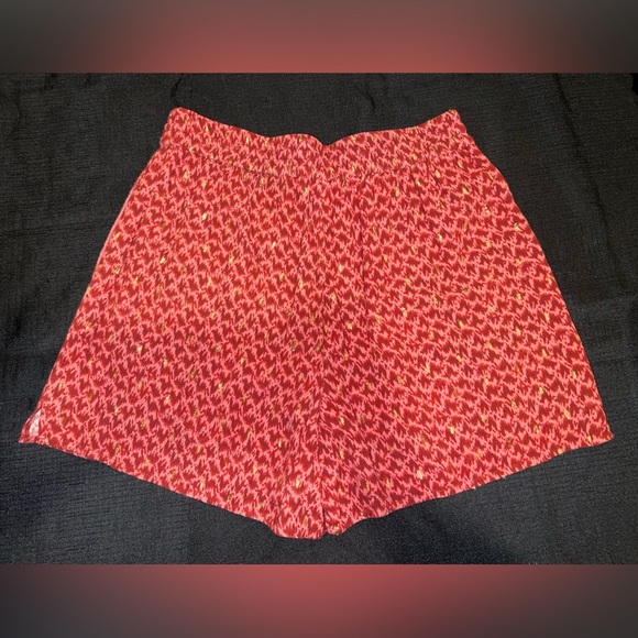 Paige Women's Mardi Short Elastic Waist Metallic Dots In Papaya - Picture 8 of 9